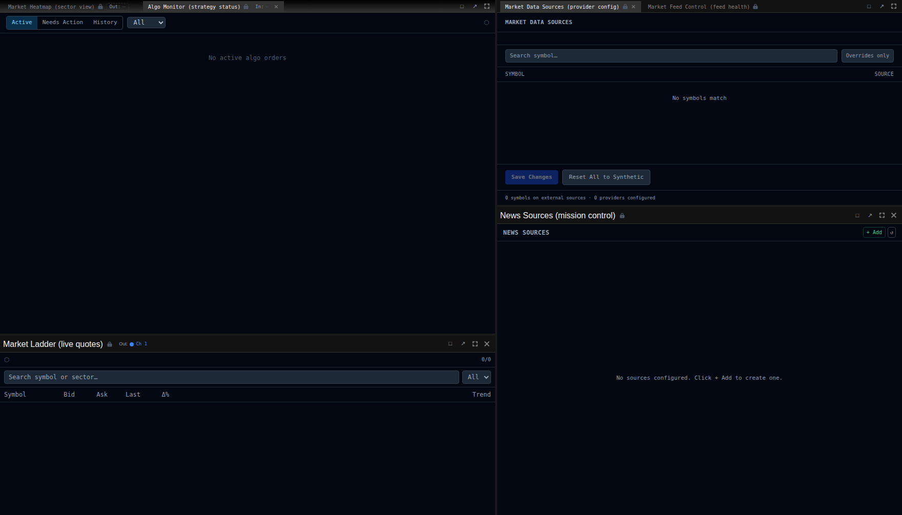Algo Monitor panel