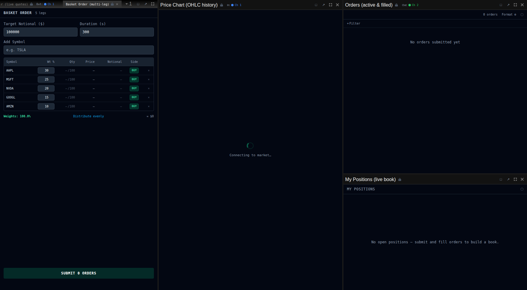 Basket Order (multi-leg) screenshot