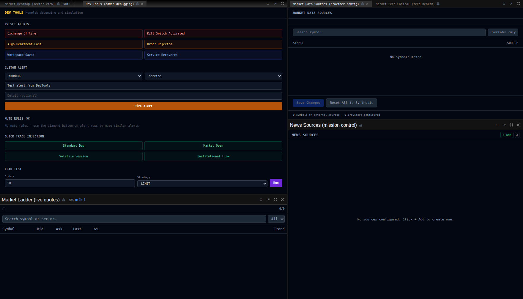 Dev Tools (admin debugging) screenshot