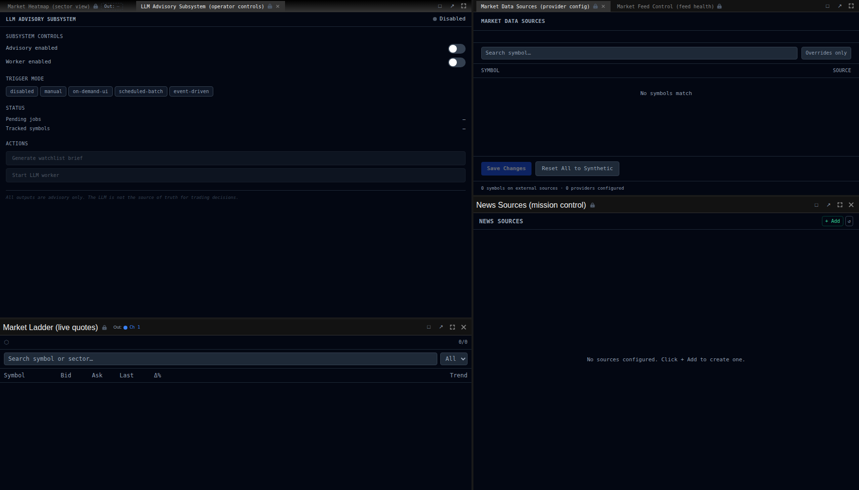 LLM Advisory Subsystem (operator controls) screenshot