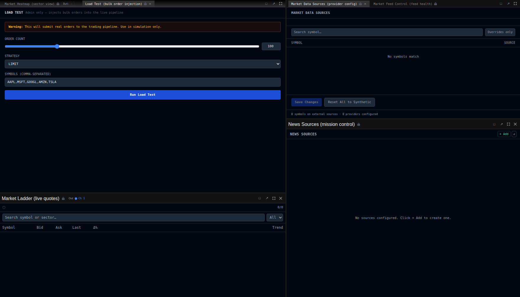 Load Test (bulk order injection) screenshot