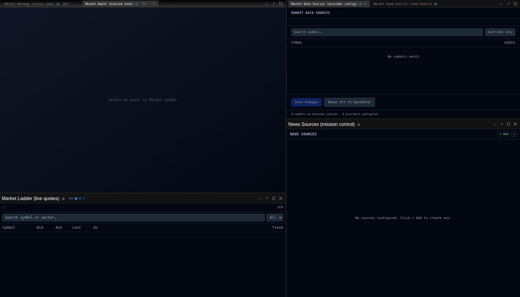 Market Depth (bid/ask book) screenshot