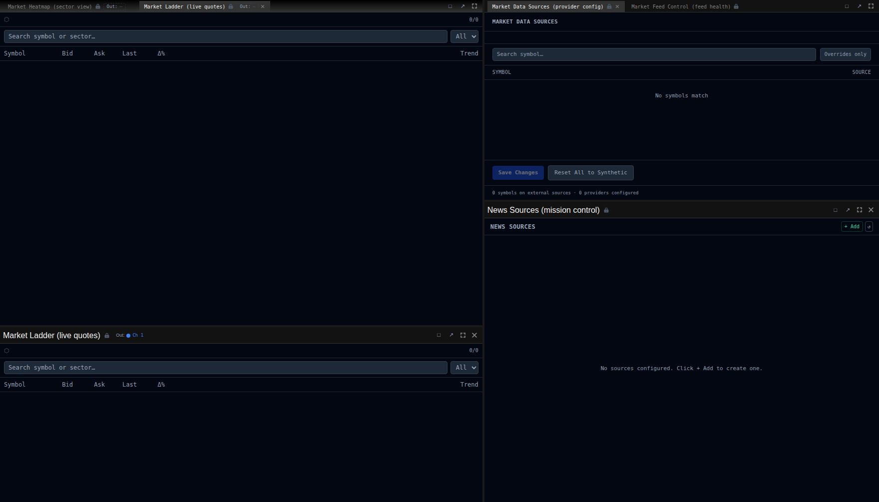 Market Ladder (live quotes) screenshot
