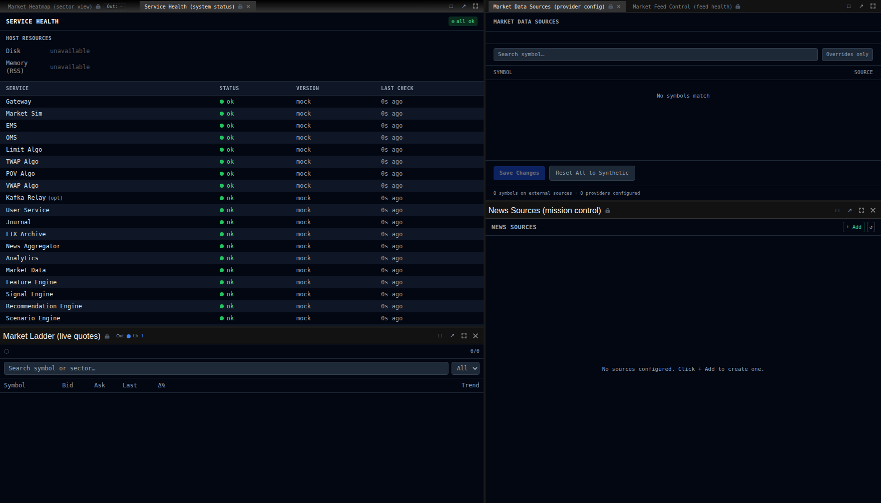 Service Health (system status) screenshot